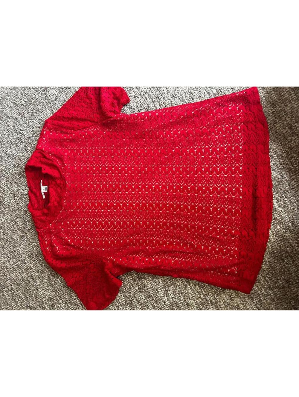 Chic Red Crochet Top by John Paul Richard - Size L